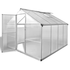 vidaXL Okrepljen aluminijast rastlinjak z okvirjem 6,05 m²