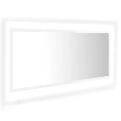 vidaXL LED kopalniško ogledalo visok sijaj belo 100x8,5x37 cm akril