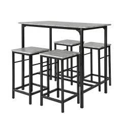 SoBuy komplet barske mize s 4 stoli v cementnem vzorcu v industrijskem slogu