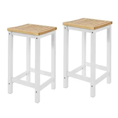 SoBuy komplet 2 lesenih kuhinjskih stolčkov bele barve v kmečkem slogu