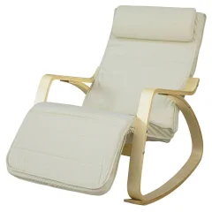 SoBuy gugalni stol z naslonom za noge v beli barvi v skandinavskem slogu