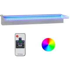 vidaXL Slap za bazen z RGB LED lučmi nerjaveče jeklo 60 cm