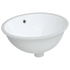 vidaXL Kopalniški umivalnik bel 47x39x21 cm ovalen keramičen