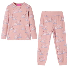 Otroška pižama z dolgimi rokavi svetlo roza 116