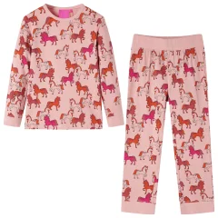 Otroška pižama z dolgimi rokavi svetlo roza 128