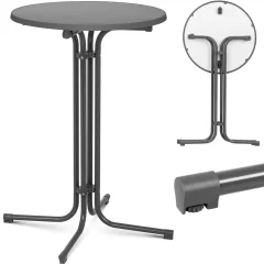 Miza, okrogla, visoka, zložljiva barska miza, dia. 70 cm višina 110 cm siva