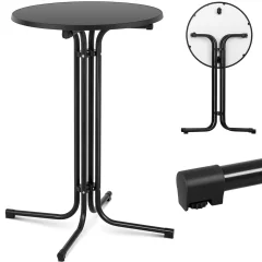 Miza, okrogla, visoka, zložljiva barska miza, dia. 70 cm višina 110 cm črna