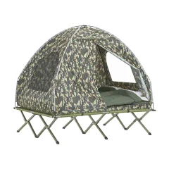 SoBuy 2-osebni zložljivi šotor za kampiranje s spalno vrečo v kamuflažni barvi oblačil