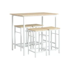 SoBuy komplet barske mize s 4 stolčki z vzorcem iz brezovega lesa v industrijskem slogu