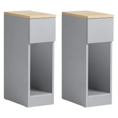 SoBuy komplet 2 ozkih nočnih omaric v sivi barvi v stilu minimalizma