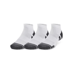 UA Performance Tech Low Cut 3pack Socks, White/Jet Grey - L