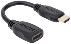 Manhattan HDMI podaljšek HDMI-A  vtič\, HDMI-A  vtičnica 0.20 m črna 354523 dvojno oklopljen\, High speed-HDMI z ethernet\, UL-certificirano\, Ultra HD (4k) HDMI z Ethernetom HDMI kabel