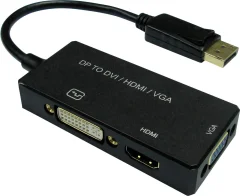 Value DisplayPort/DVI/HDMI/VGA adapterski kabel DisplayPort vtič, DVI-D 24+1-polna vtičnica, HDMI-A vtičnica, VGA 15-polna vtičnica 0.1 m črna 12.99.3