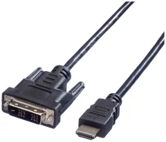 Value DVI / HDMI priključni kabel DVI-D 18+1-polni vtič\, HDMI-A  vtič 1.00 m črna 11.99.5519 zaščiten\, primeren za obojestranski priključek  DVI kabel