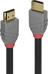 LINDY HDMI priključni kabel HDMI-A  vtič\, HDMI-A  vtič 7.50 m antracitna\, črna\, rdeča 36966 pozlačeni konektorji HDMI kabel