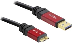 Delock USB 3.0 kabel [1x USB 3.2 gen. 1 vtič A (USB 3.0) - 1x USB 3.2 gen. 1 vtič mikro B (USB 3.0)] 5 m rdeča, črna pozlačeni konektorji, UL-certific