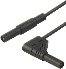 4 mm safety test lead\, plugs straight/angled\, 1 mm²\, 25 cm