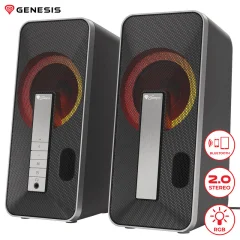 GENESIS HELIUM 100BT RGB STEREO 2.0, 10W RMS, RGB LED osvetlitev, 3.5mm audio jack, Bluetooth 5.0, računalniški zvočniki