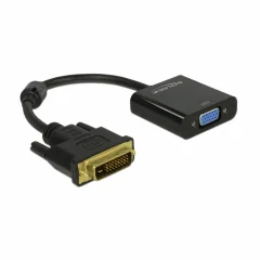 Delock 65658 DVI / VGA adapter [1x moški konektor DVI\, 24 + 1 polov - 1x ženski konektor VGA] črna s feritnim jedrom 16.00 cm