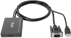 club3D CAC-1720 HDMI/USB/VGA adapter [2x moški konektor VGA, moški konektor USB - 1x ženski konektor HDMI] črna z USB-jem, lahko se privije, pozlačeni