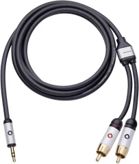 cinch / klinker avdio priključni kabel [2x moški cinch konektor - 1x 3\,5 mm banana moški konektor] 1.50 m črna pozlačeni konektorji Oehlbach I-CONNECT J-35/R