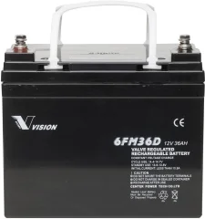 Vision Akkus FM-Serie 6FM36DXS solarni akumulator 12 V 36 Ah svinčevo-koprenast (Š x V x G) 195 x 155 x 130 mm M6-vijačni priklop Solarni akumulator 12 V 36 Ah Vision Akkus 6FM36DX svinčevo-