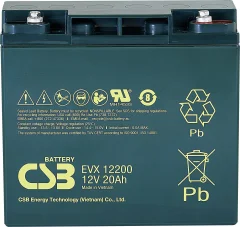 Svinčev akumulator 12 V 20 Ah CSB Battery EVX 12200 EVX12200 svinčeno-koprenasti (AGM) (ŠxVxG) 181 x 167 x 76mm M5 vijačni priključek stabilni cikli,