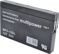 multipower MP2-12SL MP2-12SL svinčeni akumulator 12 V 2 Ah svinčevo-koprenast (Š x V x G) 148 x 90 x 20 mm ploščati vtič 4\,8 mm brez vzdrževanja\, nizko samopraznjenje