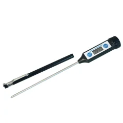 Digitalni vbodni kuhinjski termometer / črn / inox, pvc