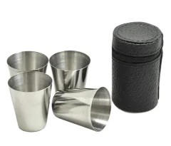 Set 4 inox prenosnih kozarcev 30ml + torbica