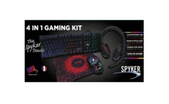 Spyker Gaming Kit 4-in-1-LED-osvetljena tipkovnica, čelada z mikro, miško, miško preprogo