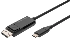 Digitus DisplayPort / USB-C® priključni kabel DisplayPort  vtič\, USB-C® vtič 2.00 m črna AK-300334-020-S trojno oklopljen\, prilagodljiv\, brez halogena\, okrogel\, z USB-jem USB-C®-Display