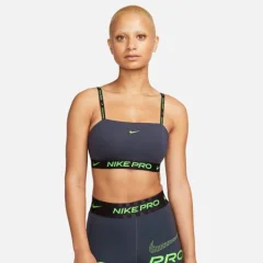 Nike Pro Indy Padded Bandeau Women's Bra, Gridiron/Green Strike - S
