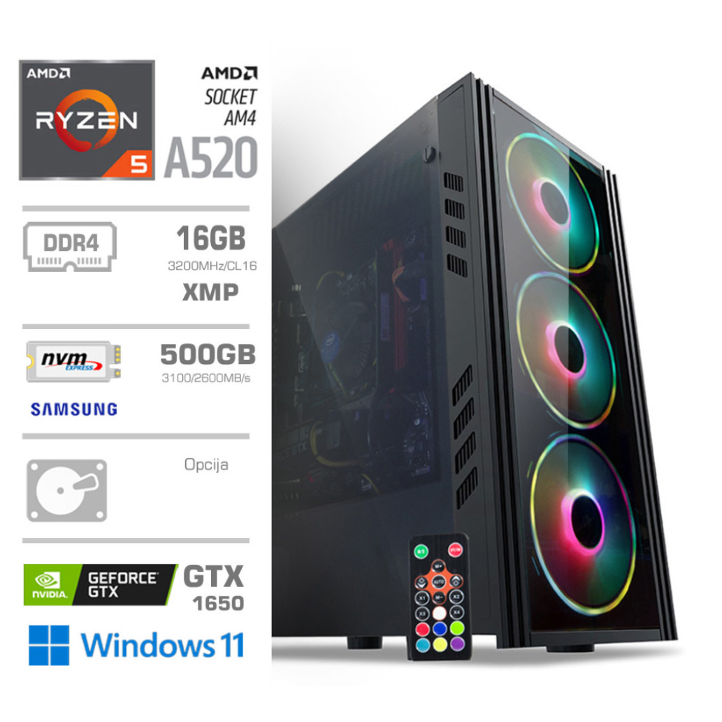 Megaport Super Méga Pack PC Gamer Complet AMD Ryzen 5 5500 • Ecran LED 24  • Windows 11 • Nvidia GeForce GTX1650 4Go • 16Go 3200MHz DDR4 • 500Go M.2