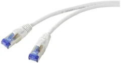 Renkforce RF-5266146 RJ45 omrežni kabel CAT6a S/FTP 10 m siva vitka linija, prilagodljiv, z zaščitnim zapornim zatičem, ognjevaren 1 kos