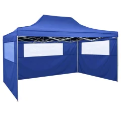 vidaXL Profesionalen zložljiv vrtni šotor s 3 stranicami 3x4 m moder