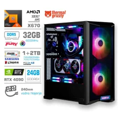 Računalnik MEGA TWR S10 R9-7950X3D/RTX4090/32GB-DDR5/1TB-4.0/2TB-4.0/1000W/Brez OS/črna RGB