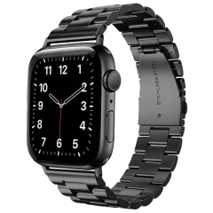 Cadorabo iz nerjavečega jekla zapestnica, združljiv z Apple Watch (serija 7/8) 41 mm, (SE / serija 4 /5 /6) 40 mm in (serija 1/2/3) 38 mm v črni barvi - nadomestni jermen, primeren za vašo p