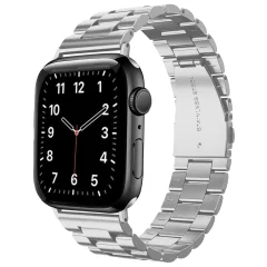 Cadorabo iz nerjavečega jekla zapestnica, združljiv z Apple Watch (serija 7/8) 45 mm, (SE / serija 4 /5 /6) 44 mm in (serija 1/2/3) 42 mm v Silver - Nadomestni trak, primeren za vašo pametno