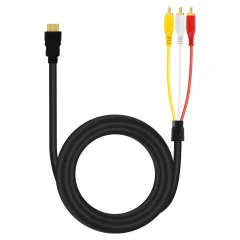 HDMI na 3x RCA moški video kabel 1,5 m, LinQ - crn