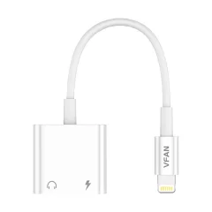 Kabel Vipfan L10 Lightning to Lightning + mini jack 3,5 mm AUX, 10 cm (bel)