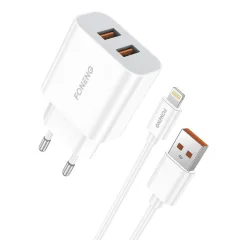 Hitri polnilec Foneng 2x USB EU45 + USB Lightning kabel