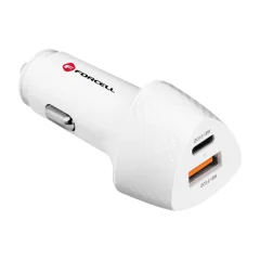 38 W USB-C USB avtomobilski polnilec, cigaretni vžigalnik z Power Delivery 3.0, Forcell - Frost White