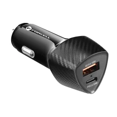 38 W USB-C USB avtomobilski polnilec, vžigalnik za cigarete z Power Delivery 3.0, Forcell - Carbon Black