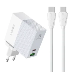 LDNIO A2620C USB, USB-C 65W + USB-C - kabel USB-C stenski polnilec