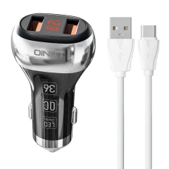 Avtopolnilec LDNIO C2 2USB + kabel USB-C