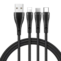 Kabel 3v1 USB v USB-C / Lightning / Micro USB, Mcdodo CA-6960, 1,2 m (črn)