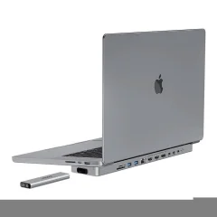 Priključna postaja USB-C / Hub za MacBook Pro 13'' / 14'' INVZI MagHub 12in2 s pladnjem SSD (siva)