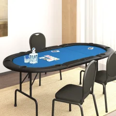 Zložljiva poker miza za 10 igralcev modra 206x106x75 cm