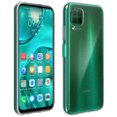 Huawei P40 Lite 360° Protection Pack: Ovitek iz kaljenega stekla s filmom iz silikonskega gela - prozoren crn obris